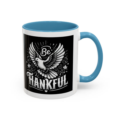 Be Thankful Accent Coffee Mug - Black Winged Design for Daily Inspiration