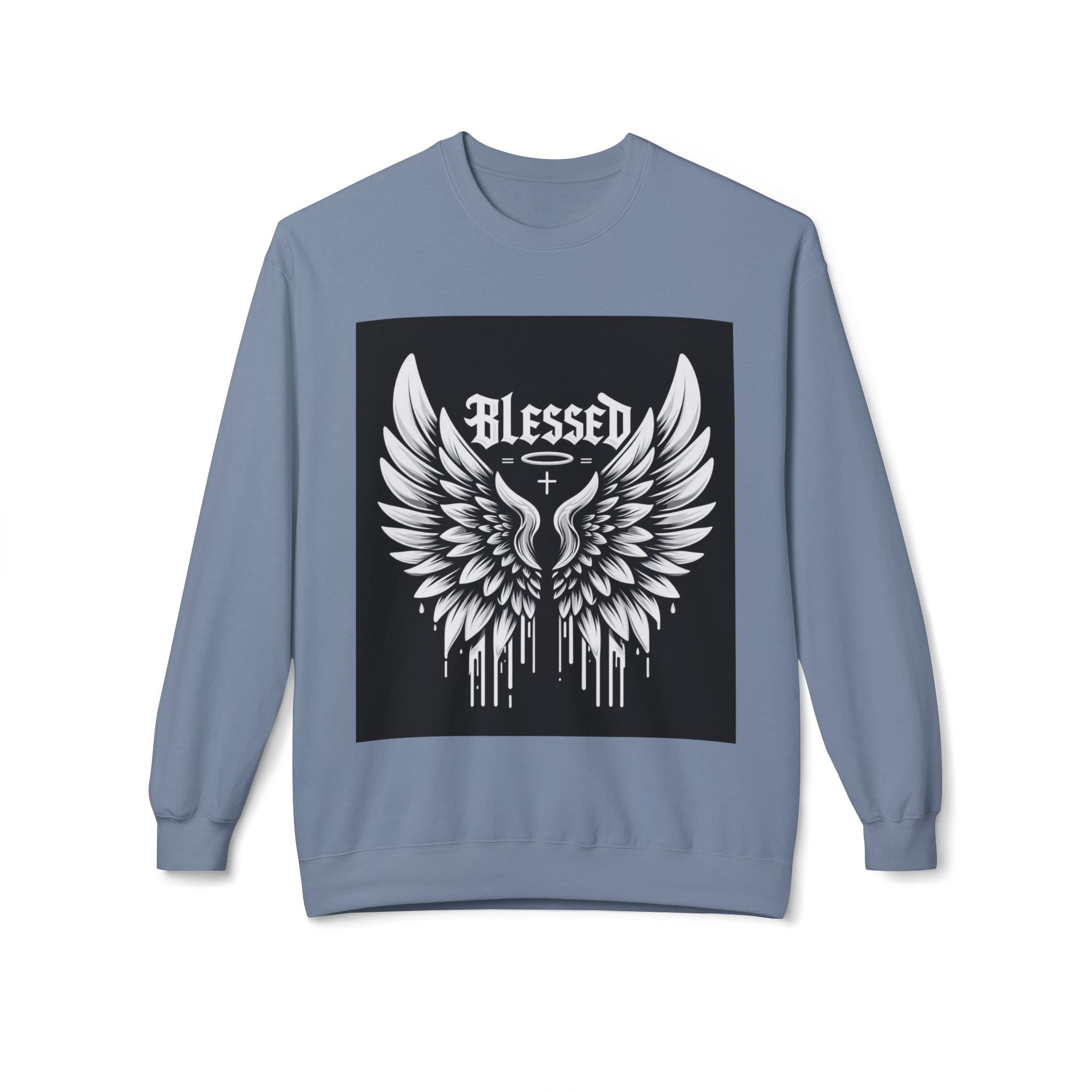 Blessed Wings Unisex Fleece Crewneck Sweatshirt - Softstyle Classic for Faith & Comfort