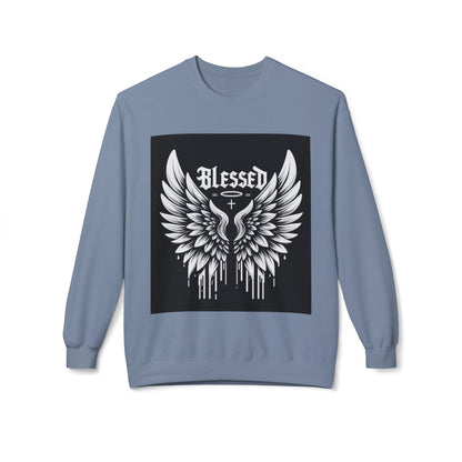 Blessed Wings Unisex Fleece Crewneck Sweatshirt - Softstyle Classic for Faith & Comfort