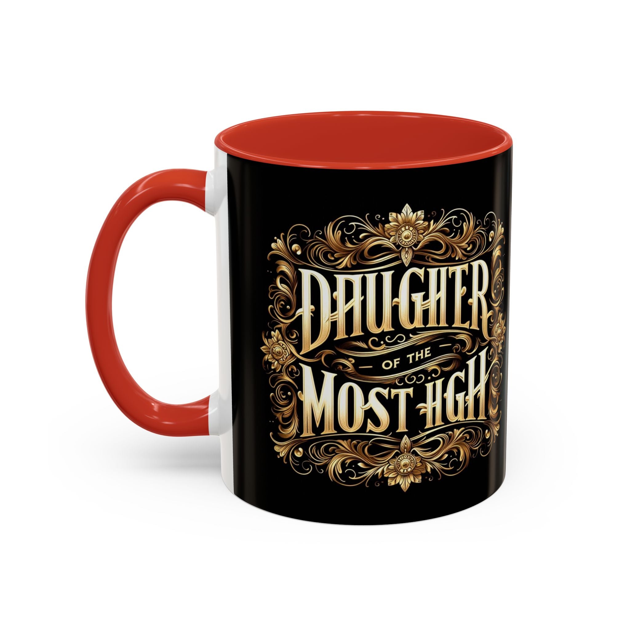 Daughter of the Most High Accent Coffee Mug | Elegant Black Ceramic | Perfect Gift for Celebrations