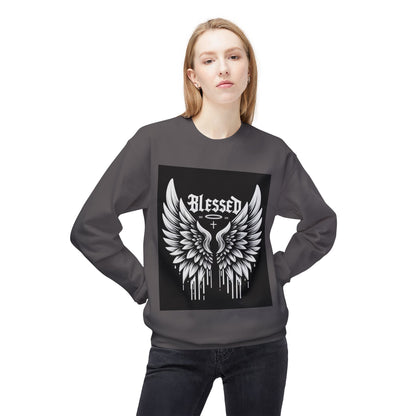 Blessed Wings Unisex Fleece Crewneck Sweatshirt - Softstyle Classic for Faith & Comfort