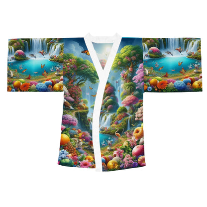 Vibrant Floral Long Sleeve Kimono Robe - Relax in Paradise