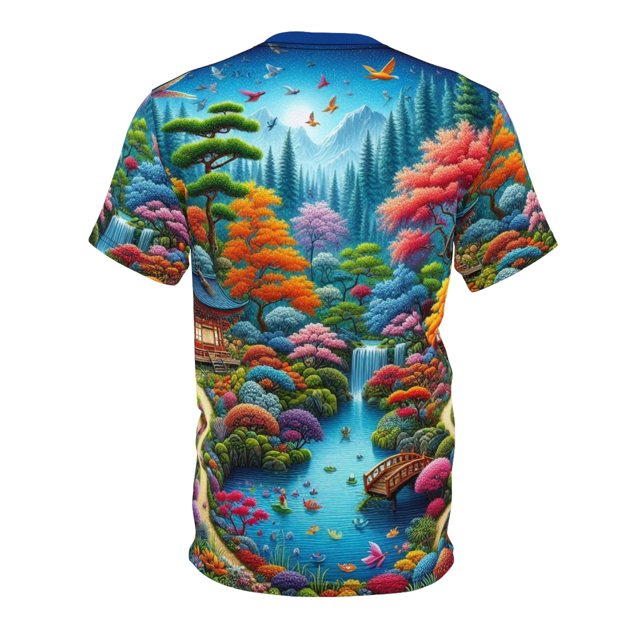 Vibrant Nature Scene Unisex Tee - Colorful Landscape Cut & Sew Shirt