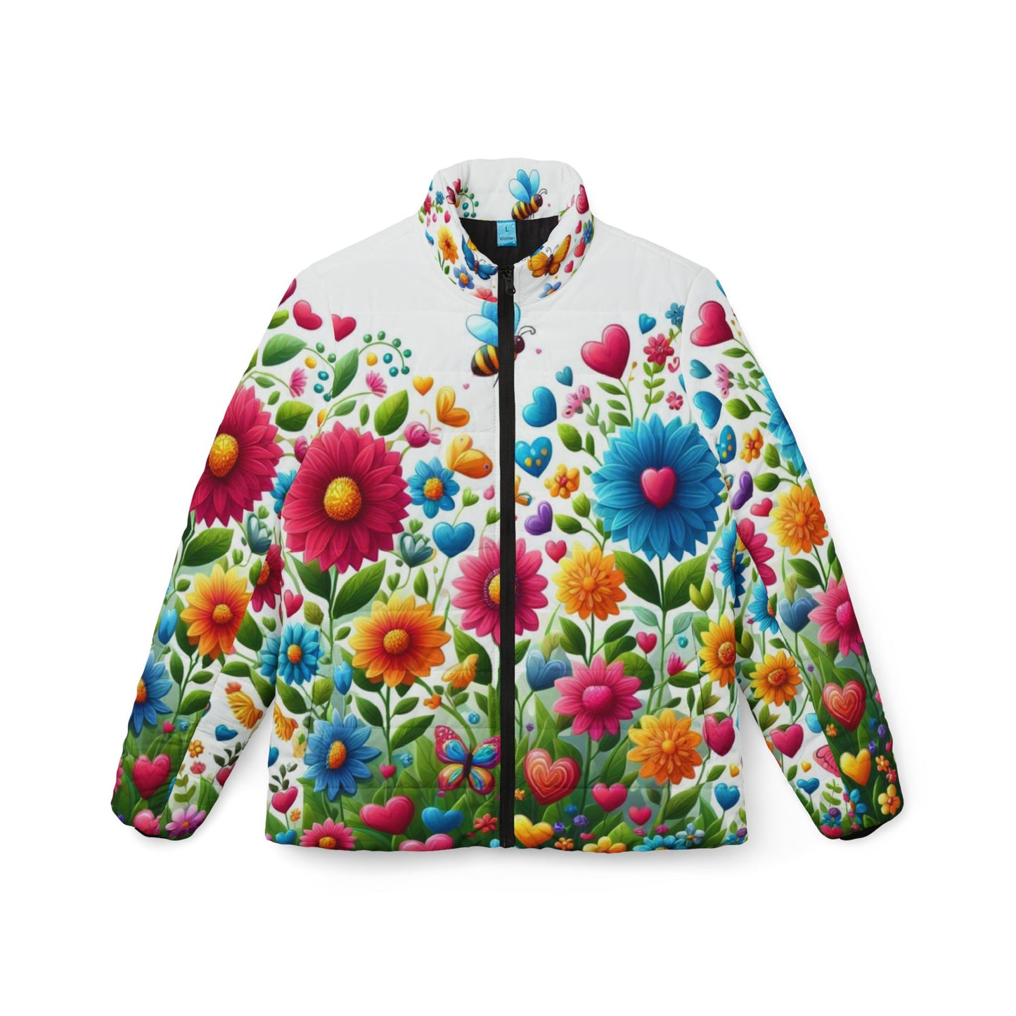 Vibrant Floral Women’s Puffer Jacket - Colorful Spring Style for Casual Outings