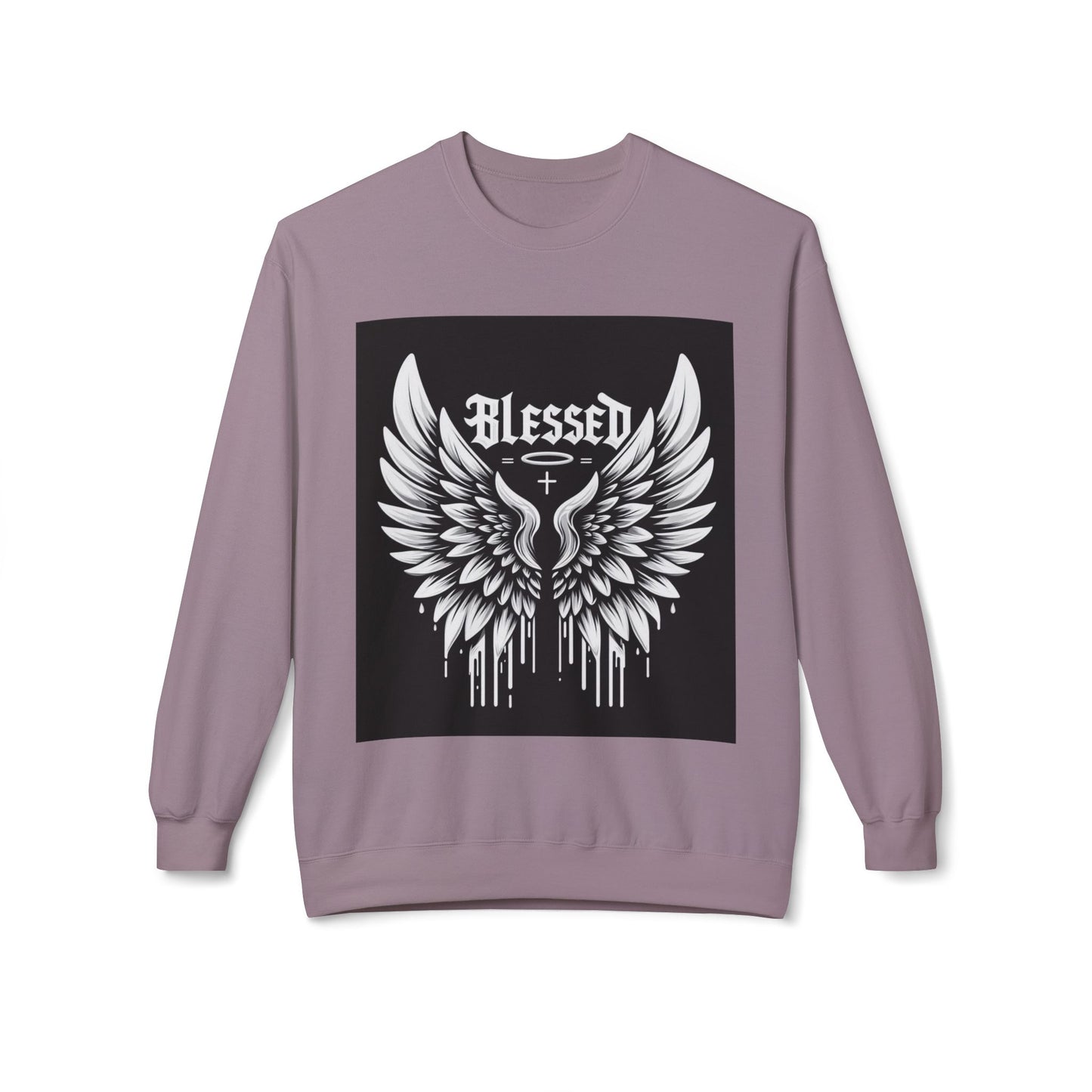 Blessed Wings Unisex Fleece Crewneck Sweatshirt - Softstyle Classic for Faith & Comfort