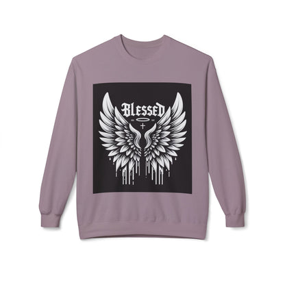 Blessed Wings Unisex Fleece Crewneck Sweatshirt - Softstyle Classic for Faith & Comfort