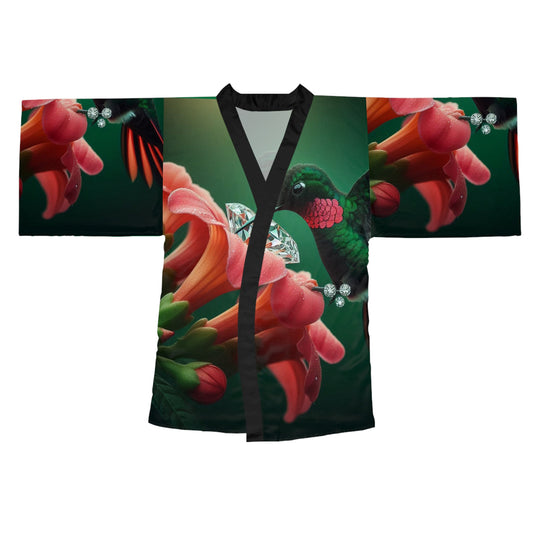 Exotic Floral Long Sleeve Kimono Robe - Perfect for Relaxation & Spa Days