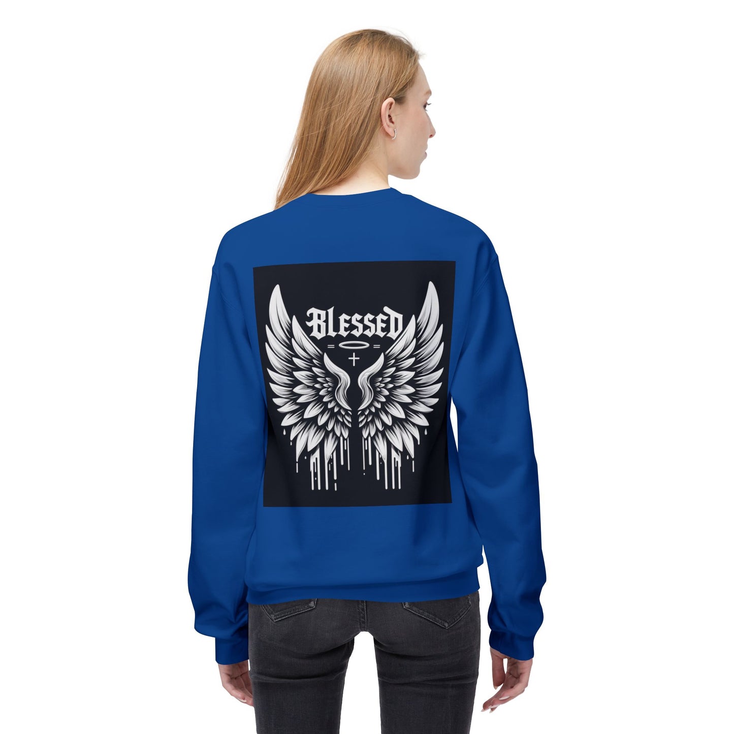 Blessed Wings Unisex Fleece Crewneck Sweatshirt - Softstyle Classic for Faith & Comfort