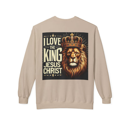 Unisex Fleece Sweatshirt - 'I Love The King Jesus Christ' Design