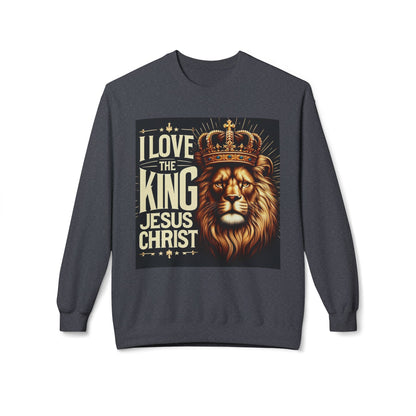 Unisex Fleece Sweatshirt - 'I Love The King Jesus Christ' Design