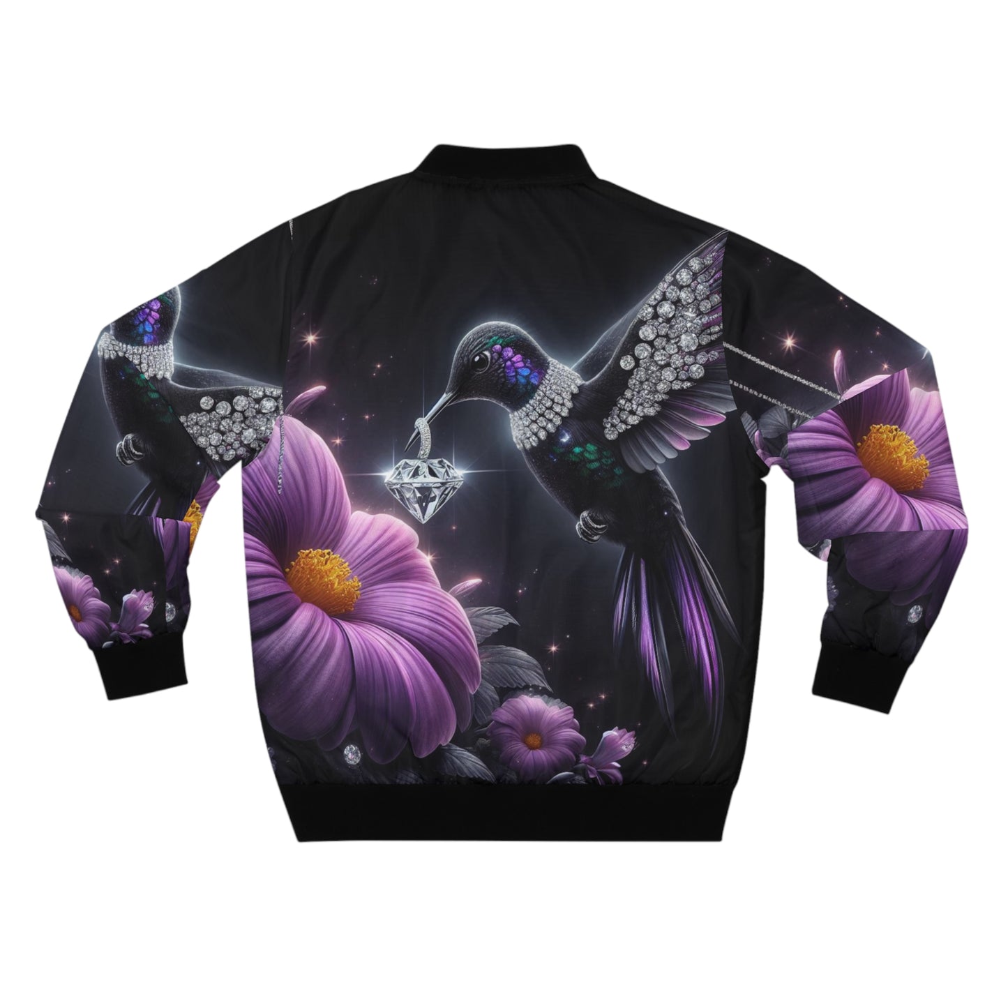 Vibrant Hummingbird Bomber Jacket - Stylish Floral Design for Nature Lovers