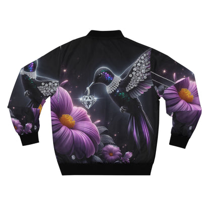 Vibrant Hummingbird Bomber Jacket - Stylish Floral Design for Nature Lovers