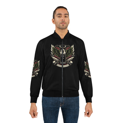 Men's Bomber Jacket with Bold Eagle Design - Military Style Outerwear