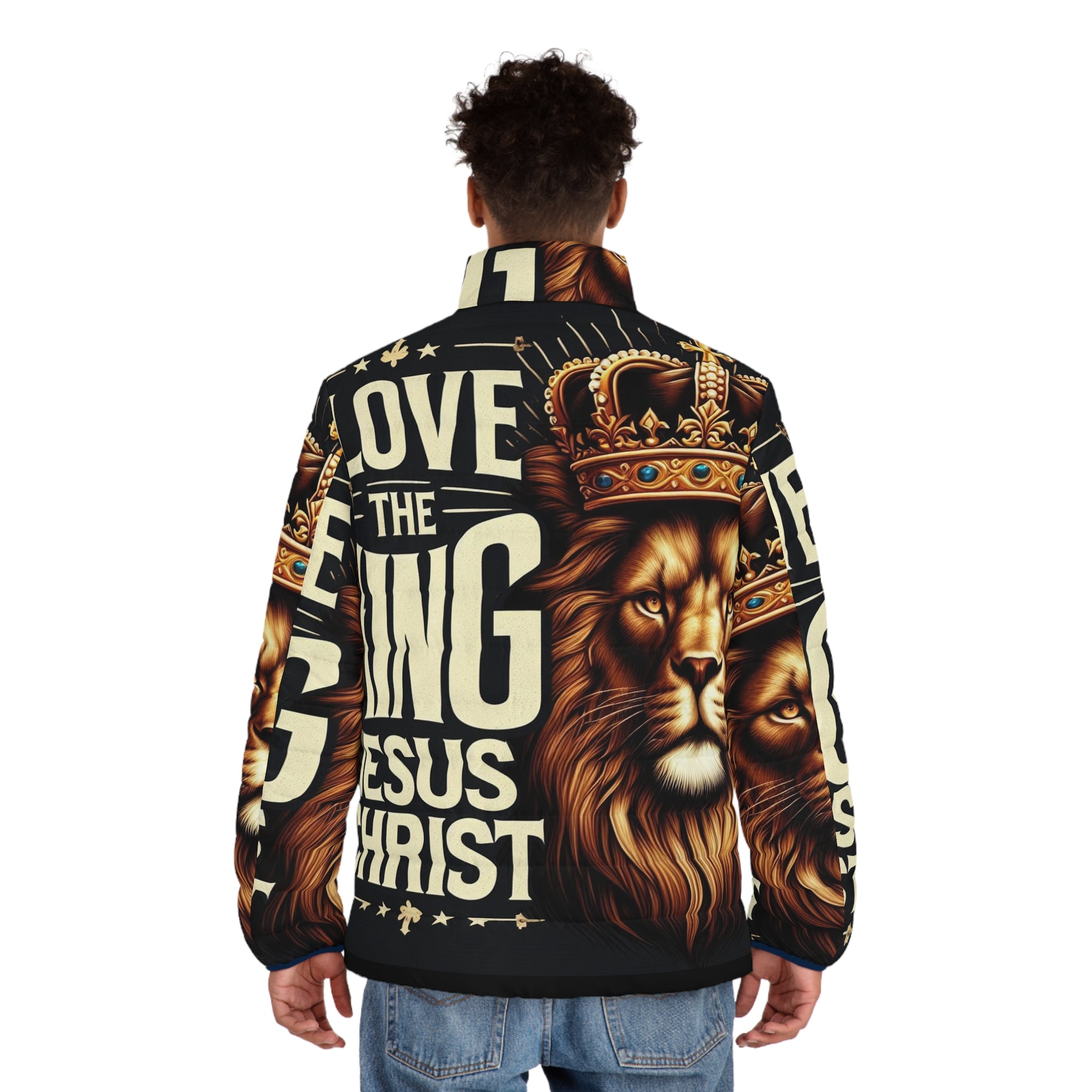 Puffer Jacket - Love the King Jesus Christ Lion Design