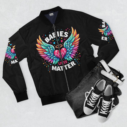 Colorful Wings Men's Bomber Jacket - Babies Lives Matter Design