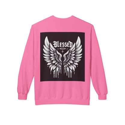 Blessed Wings Unisex Fleece Crewneck Sweatshirt - Softstyle Classic for Faith & Comfort