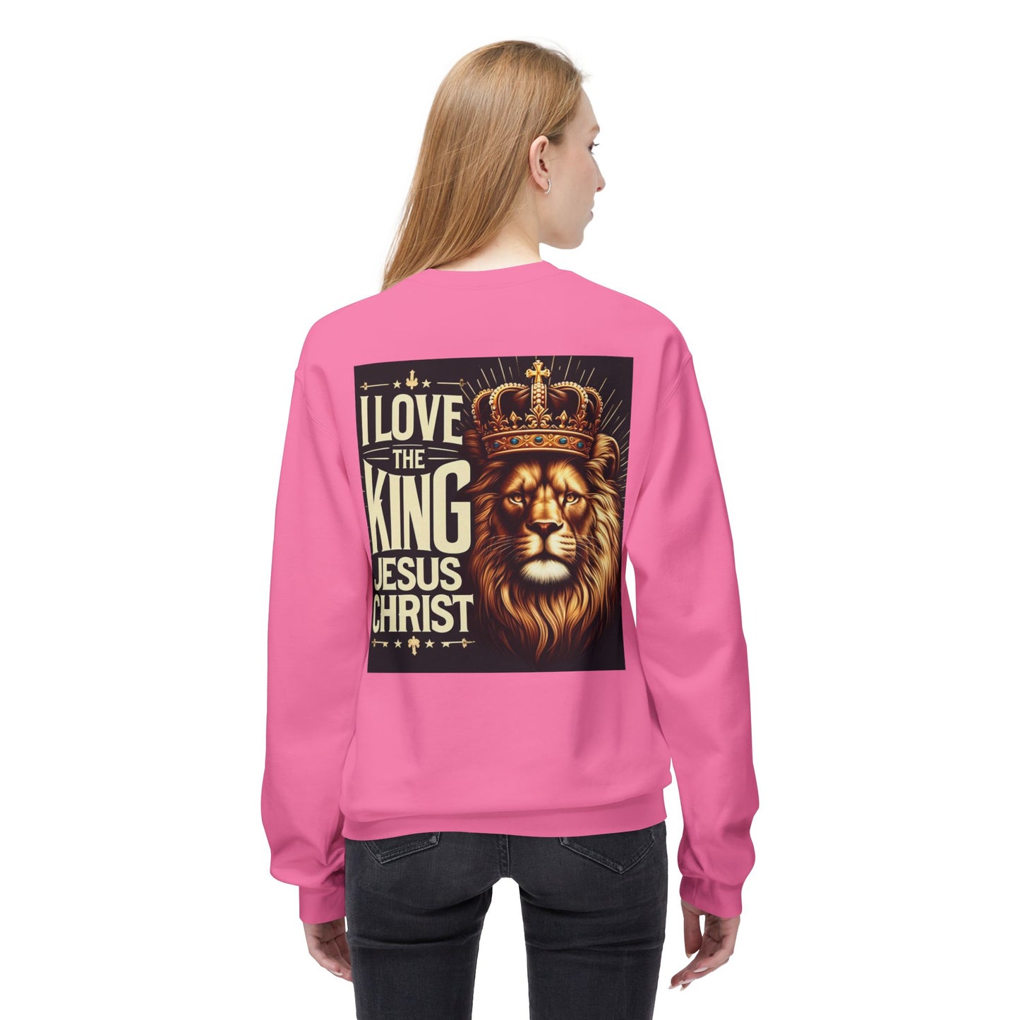 Unisex Fleece Sweatshirt - 'I Love The King Jesus Christ' Design