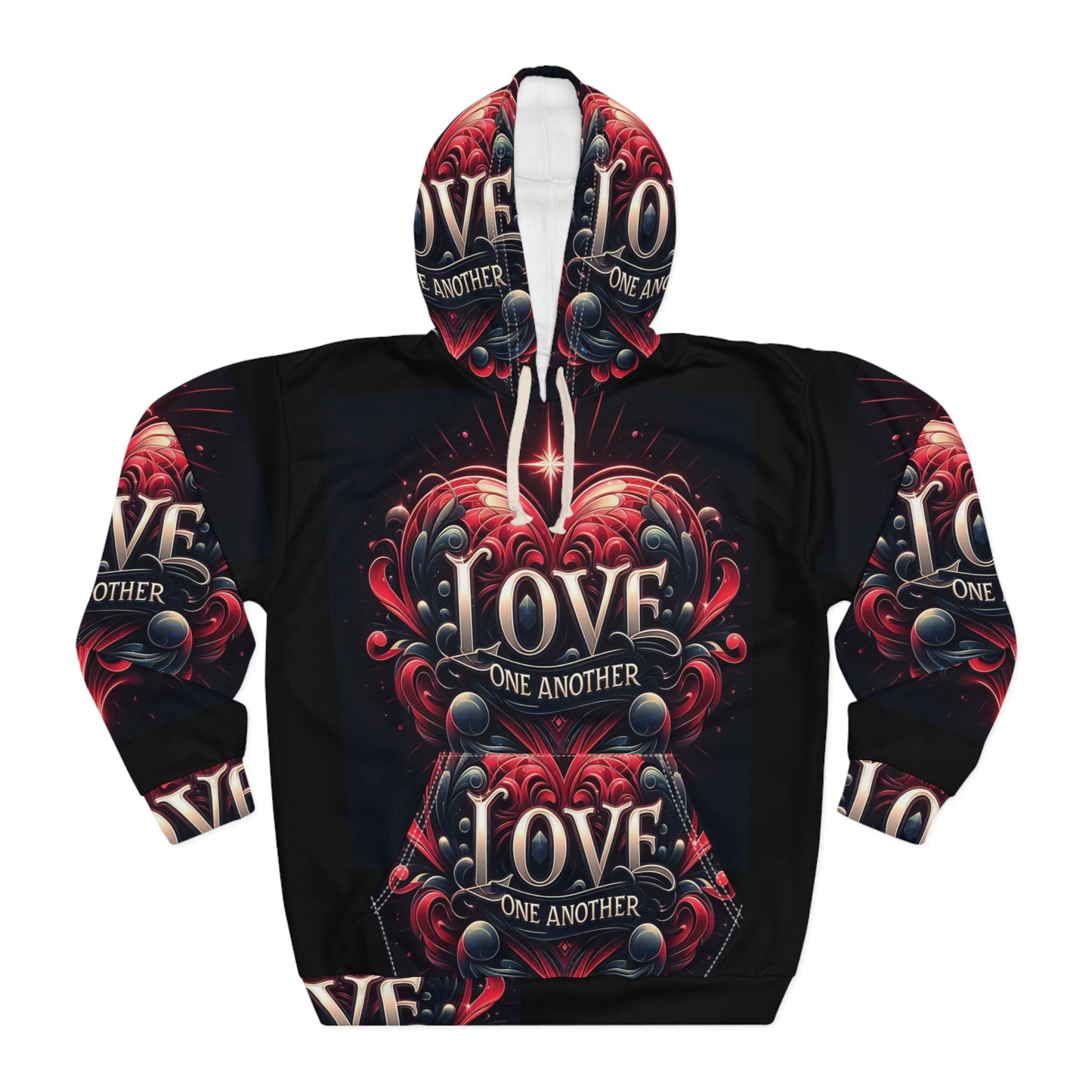 Love One Another Unisex Pullover Hoodie - Romantic Graphic Sweatshirt for Cozy Comfort