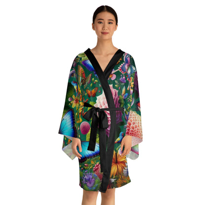 Vibrant Floral Long Sleeve Kimono Robe – Perfect for Relaxation and Special Occasions