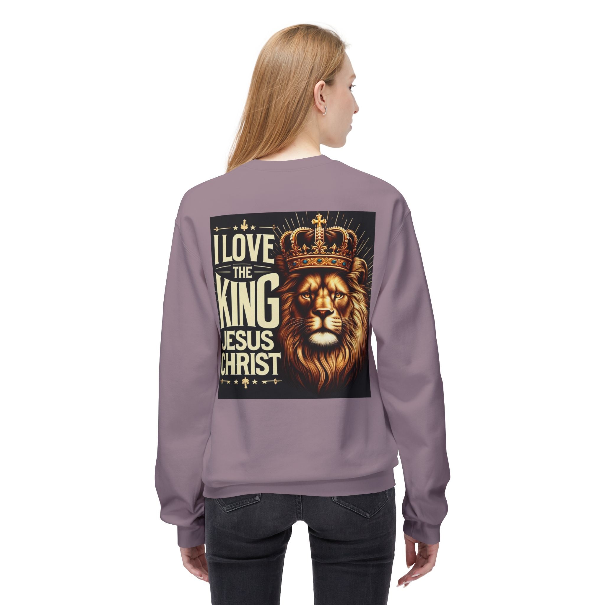 Unisex Fleece Sweatshirt - 'I Love The King Jesus Christ' Design