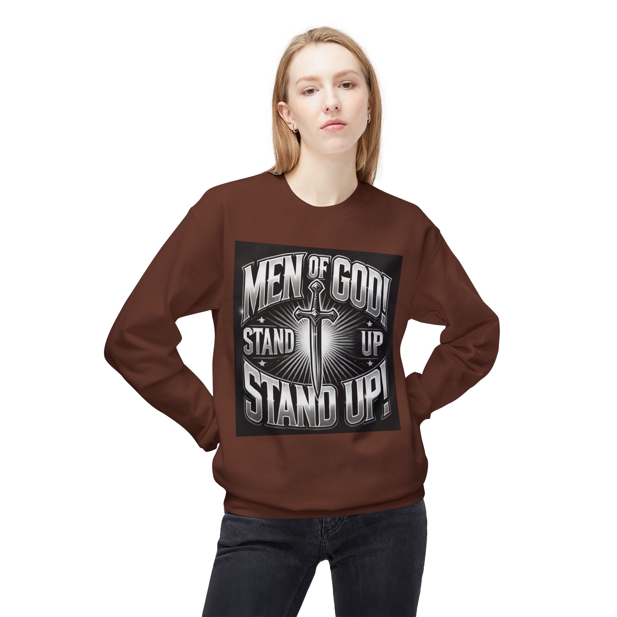 Men of God Stand Up Sweatshirt - Unisex Midweight Fleece Crewneck