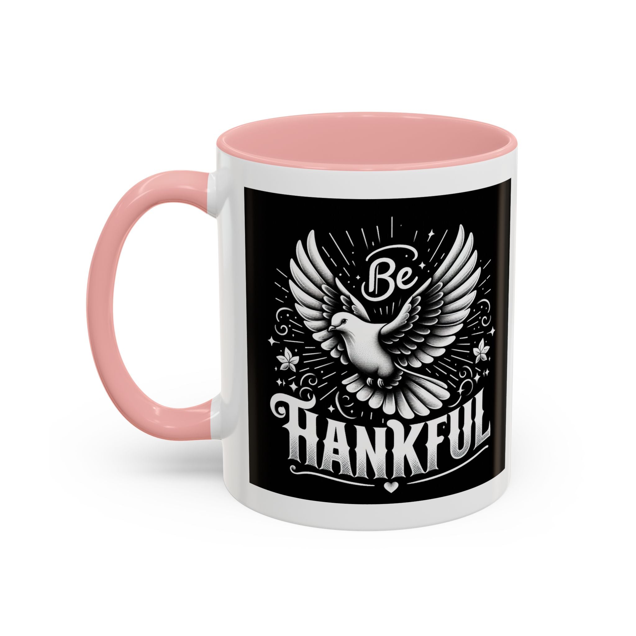 Be Thankful Accent Coffee Mug - Black Winged Design for Daily Inspiration