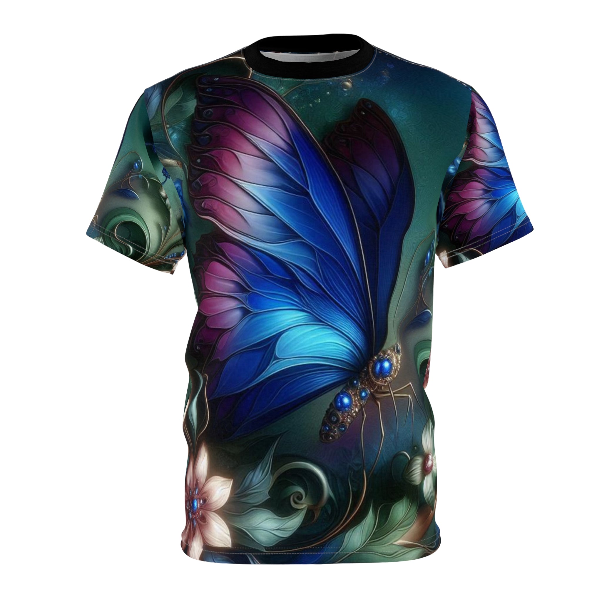 Butterfly Dreams Unisex Cut & Sew Tee – Vibrant Floral Graphic Shirt for Nature Lovers