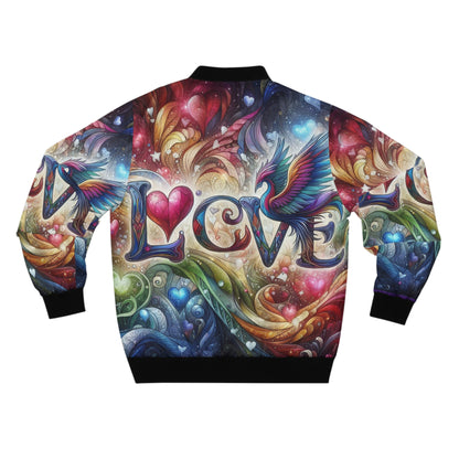 Vibrant Love Bomber Jacket  - Colorful Heart Design