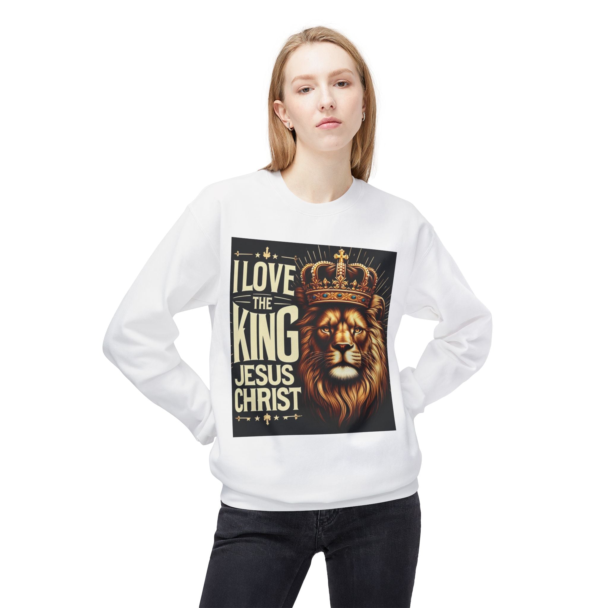 Unisex Fleece Sweatshirt - 'I Love The King Jesus Christ' Design