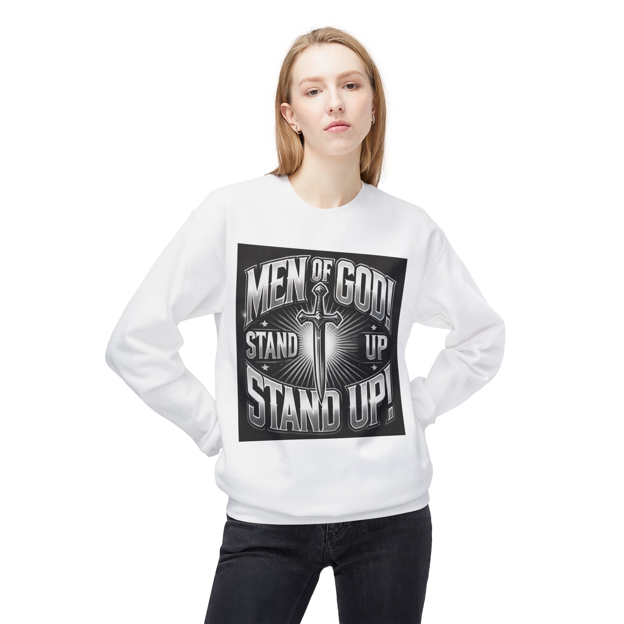 Men of God Stand Up Sweatshirt - Unisex Midweight Fleece Crewneck