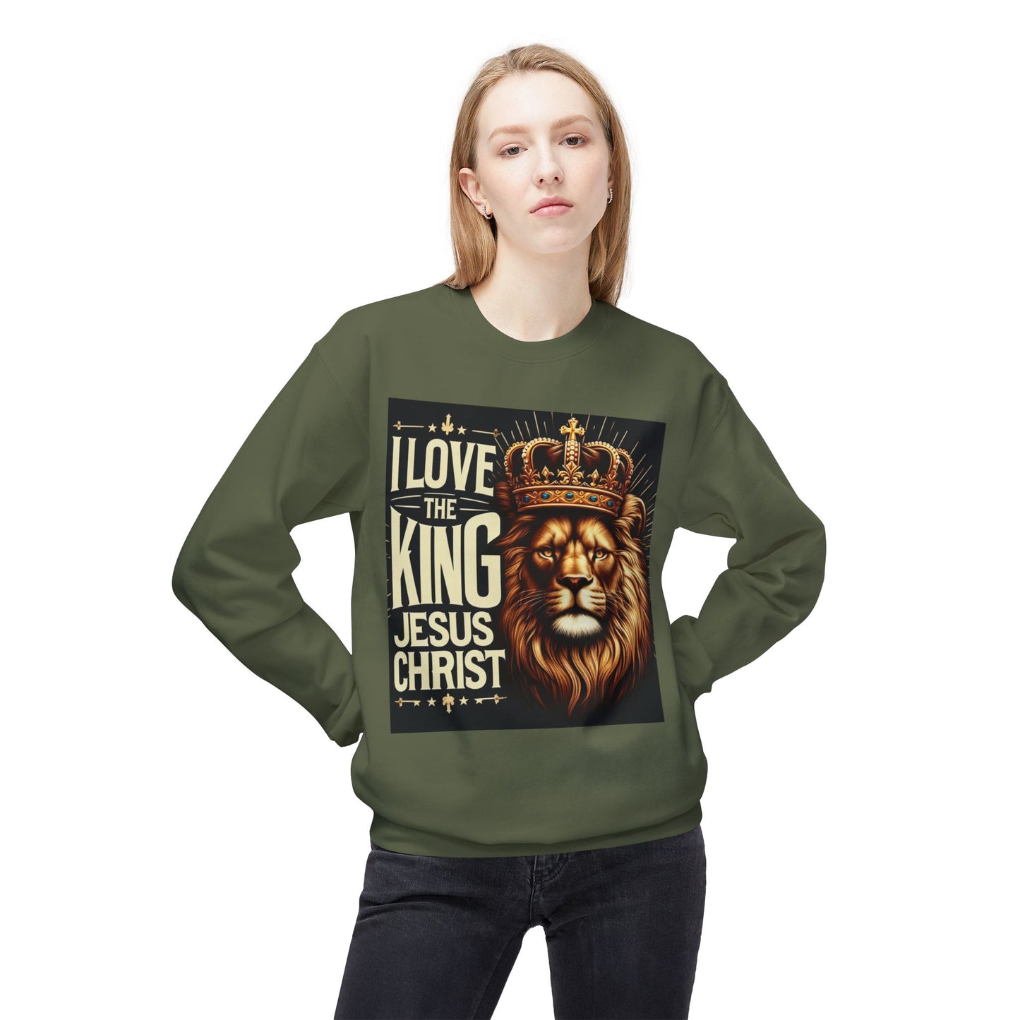 Unisex Fleece Sweatshirt - 'I Love The King Jesus Christ' Design