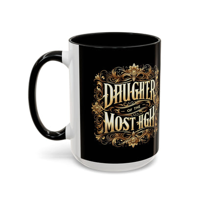 Daughter of the Most High Accent Coffee Mug | Elegant Black Ceramic | Perfect Gift for Celebrations