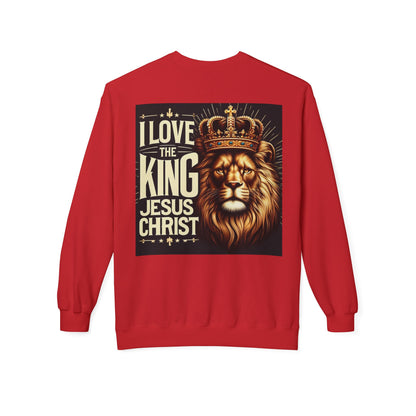 Unisex Fleece Sweatshirt - 'I Love The King Jesus Christ' Design