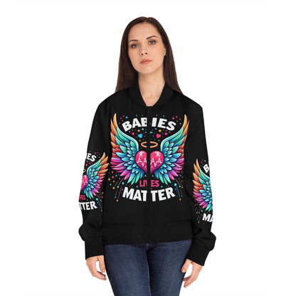 Colorful Women's Bomber Jacket - Babies Lives Matter