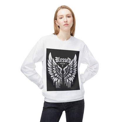 Blessed Wings Unisex Fleece Crewneck Sweatshirt - Softstyle Classic for Faith & Comfort