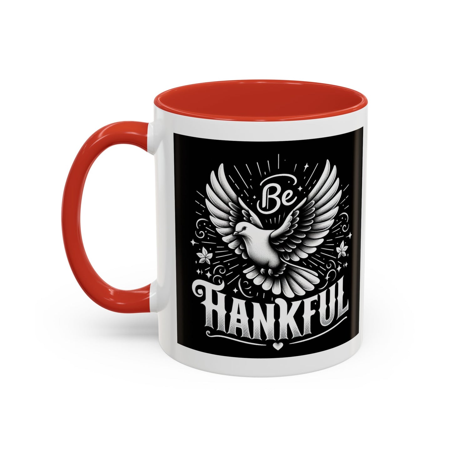 Be Thankful Accent Coffee Mug - Black Winged Design for Daily Inspiration