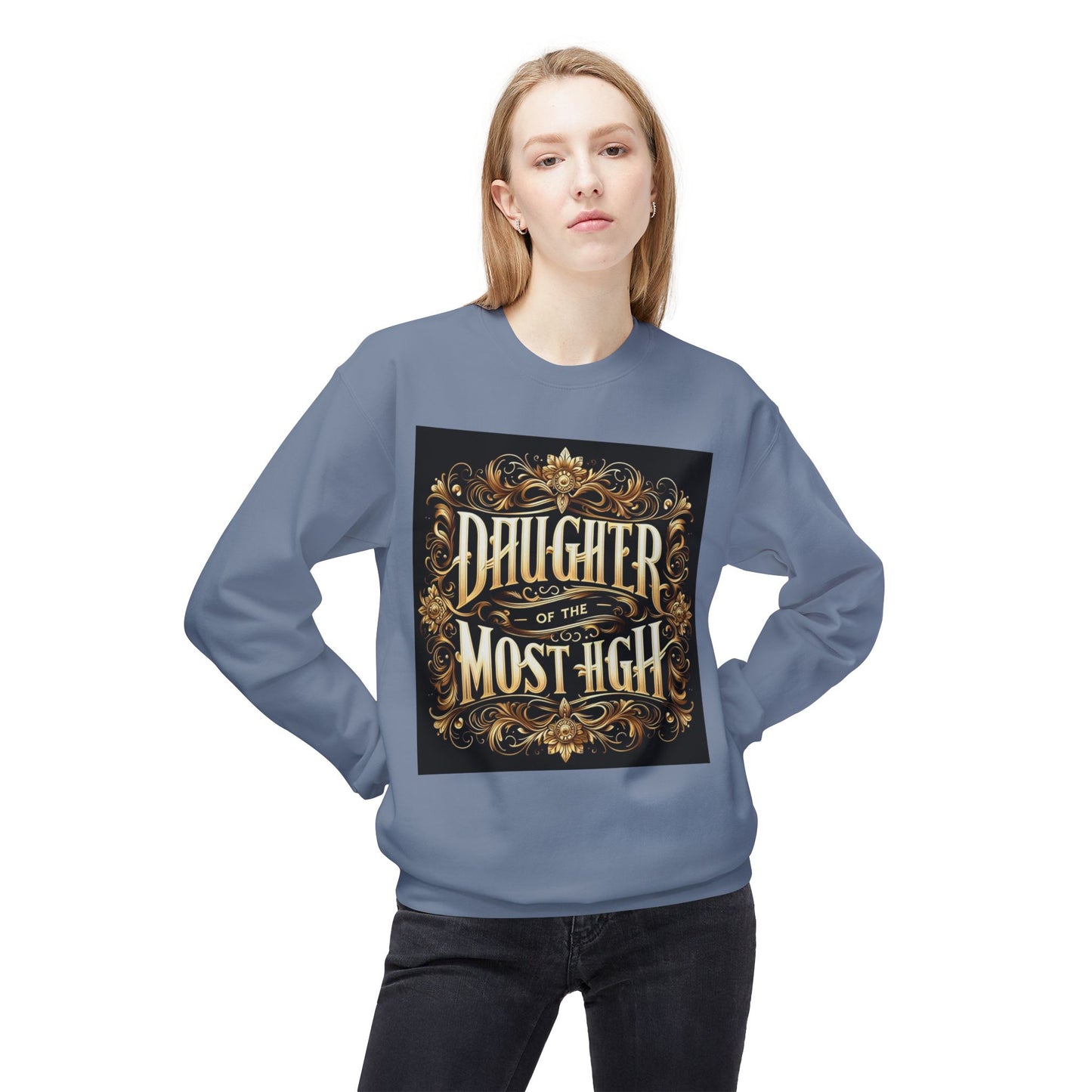 Daughter of the Most High Fleece Crewneck Sweatshirt - Unisex Inspirational Apparel