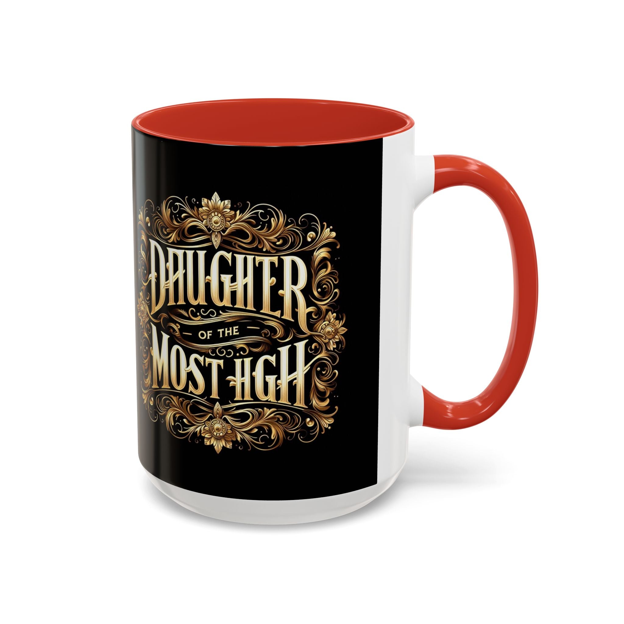 Daughter of the Most High Accent Coffee Mug | Elegant Black Ceramic | Perfect Gift for Celebrations