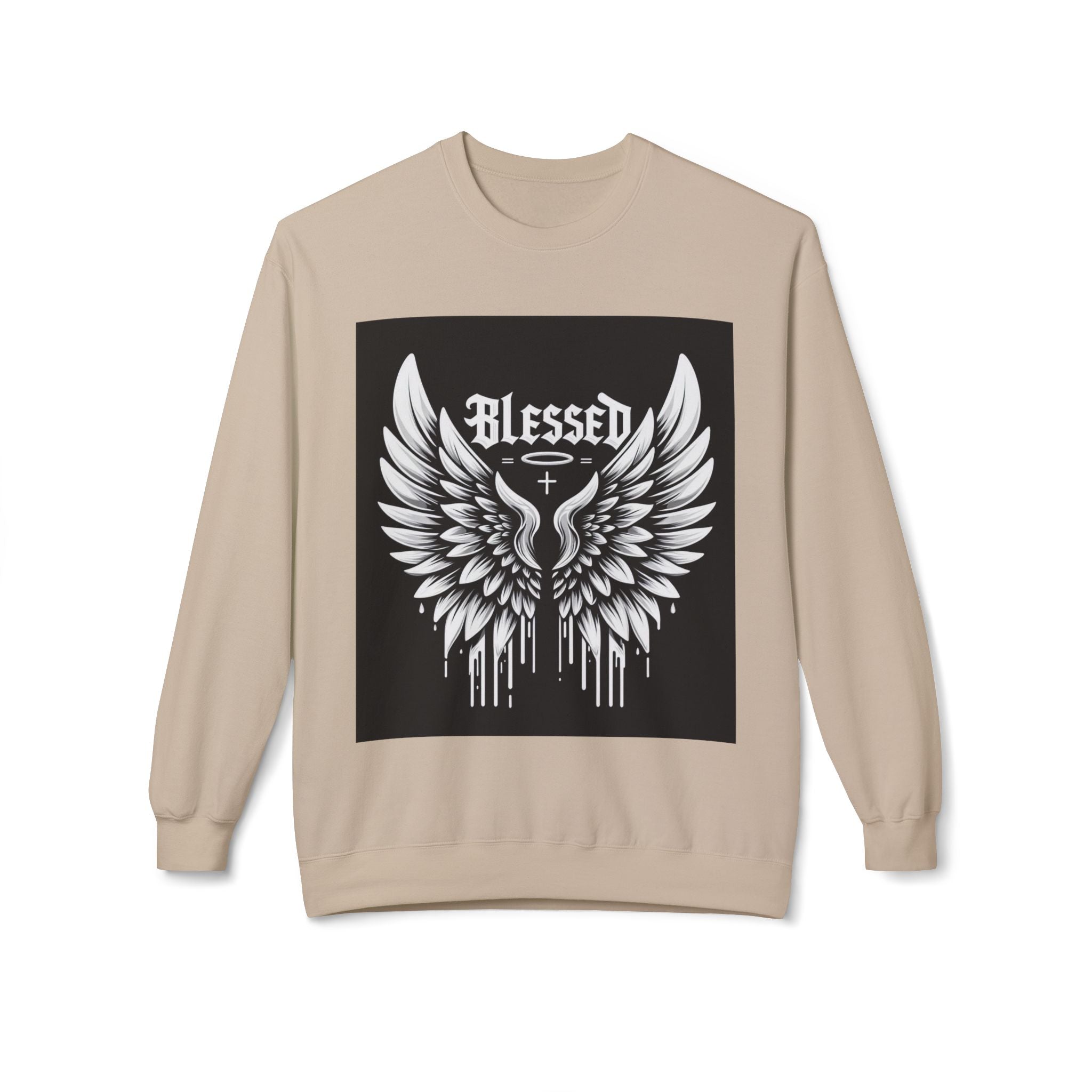 Blessed Wings Unisex Fleece Crewneck Sweatshirt - Softstyle Classic for Faith & Comfort