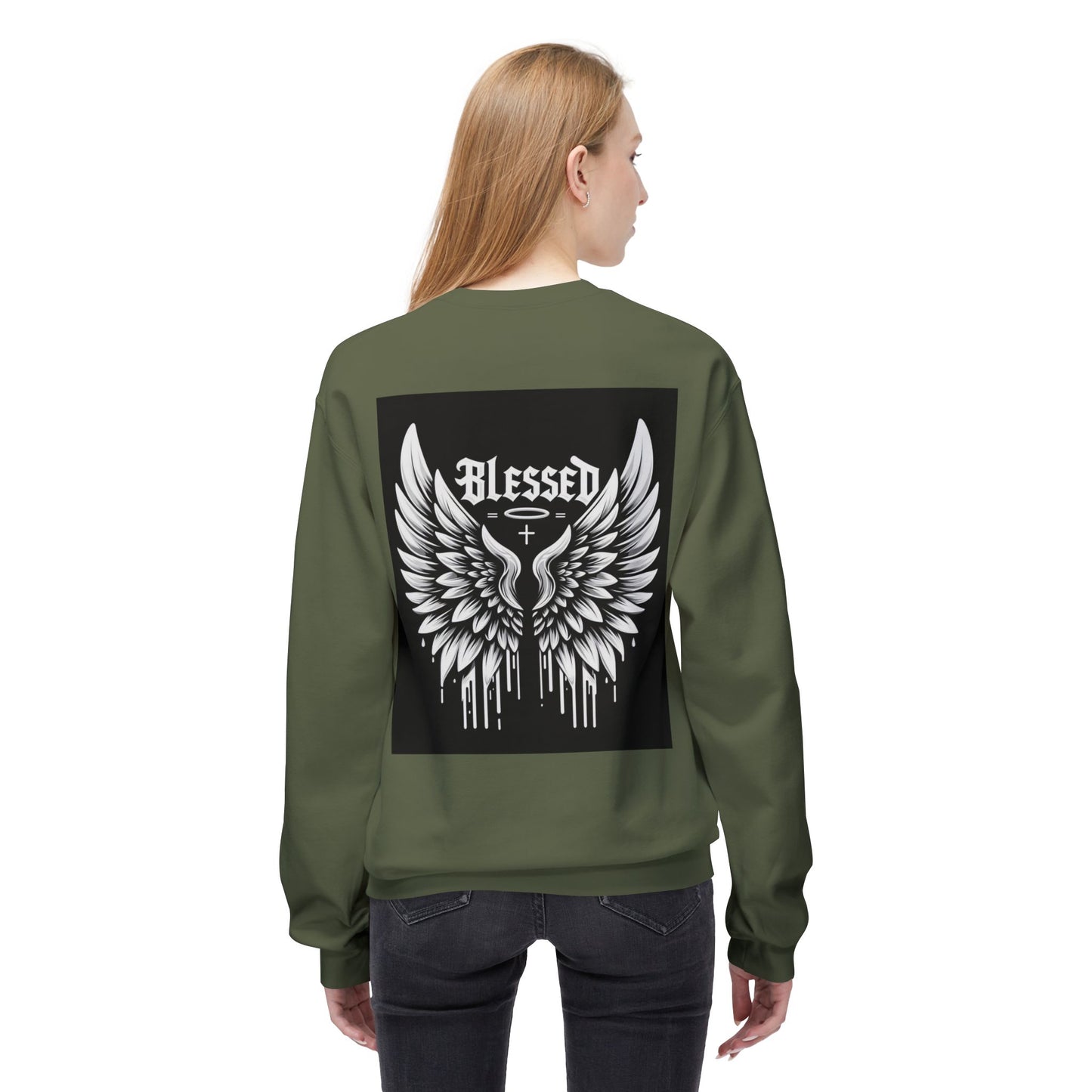 Blessed Wings Unisex Fleece Crewneck Sweatshirt - Softstyle Classic for Faith & Comfort