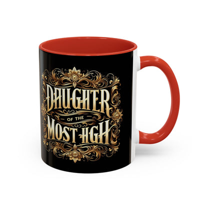 Daughter of the Most High Accent Coffee Mug | Elegant Black Ceramic | Perfect Gift for Celebrations