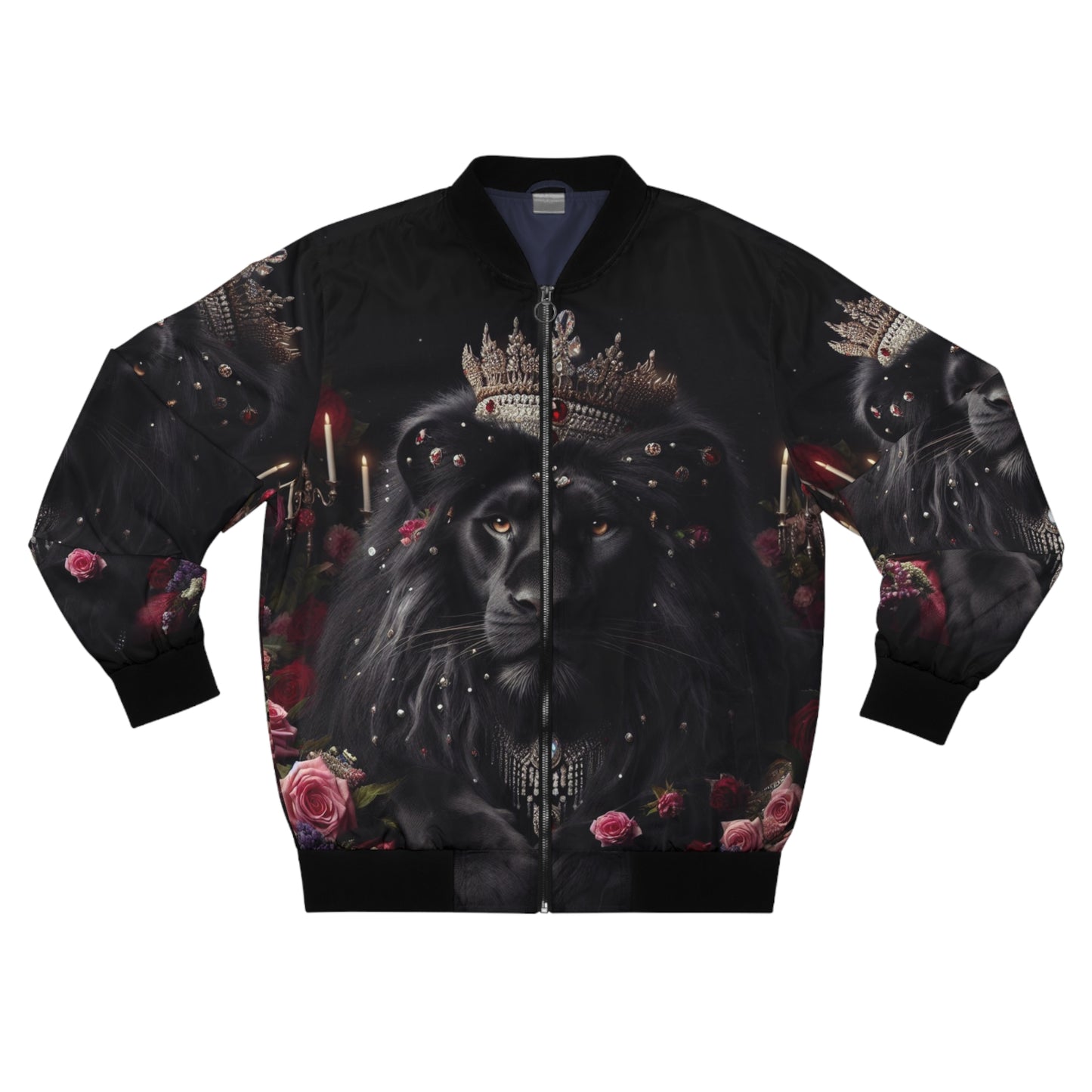 Bomber Jacket with Majestic Lion Design - Bold Streetwear for Animal Lovers