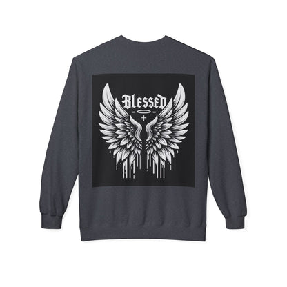 Blessed Wings Unisex Fleece Crewneck Sweatshirt - Softstyle Classic for Faith & Comfort