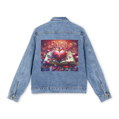 Men's Denim Jacket with Faith Design - Trendy & Inspirational Outerwear