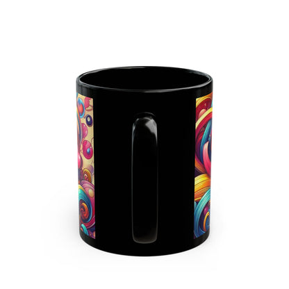 Colorful Love Black Mug – Vibrant Heart Design for Valentine's Day & Everyday Joy