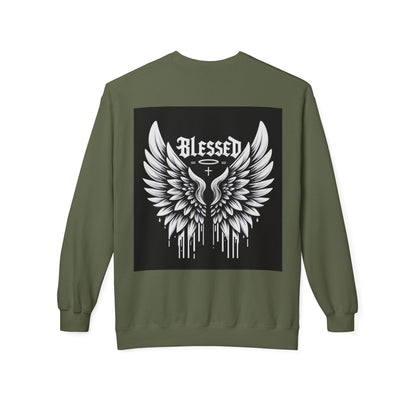 Blessed Wings Unisex Fleece Crewneck Sweatshirt - Softstyle Classic for Faith & Comfort