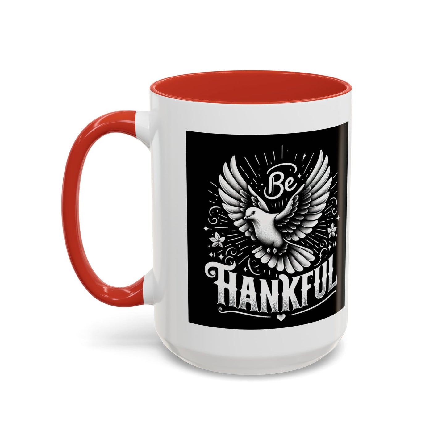 Be Thankful Accent Coffee Mug - Black Winged Design for Daily Inspiration