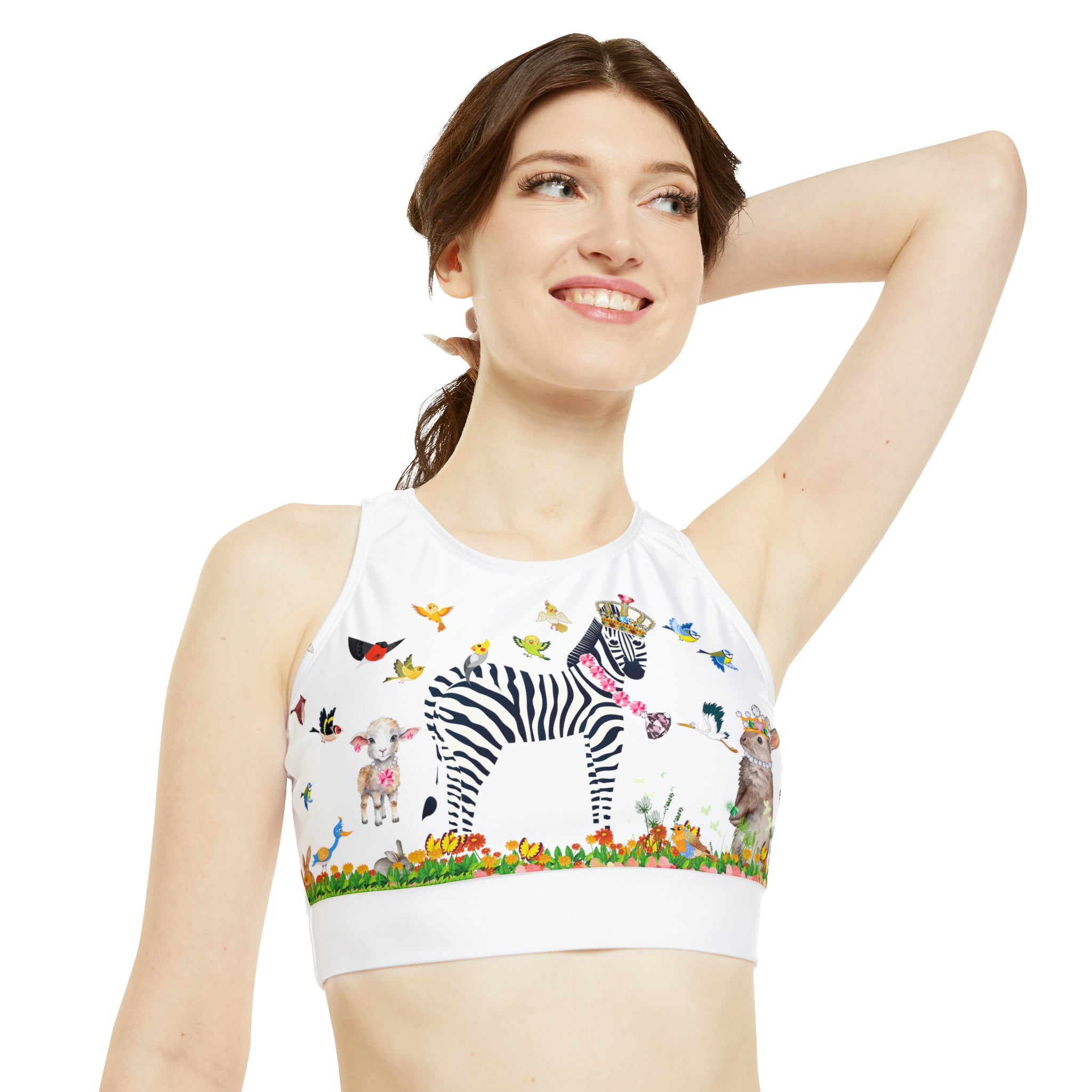 High Neck Crop Bikini Top (AOP)