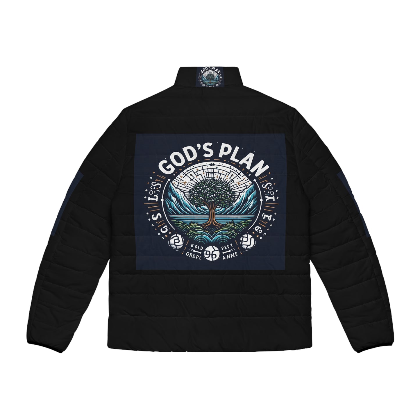 Men's Puffer Jacket - God's Plan Design for Faith & Inspiration