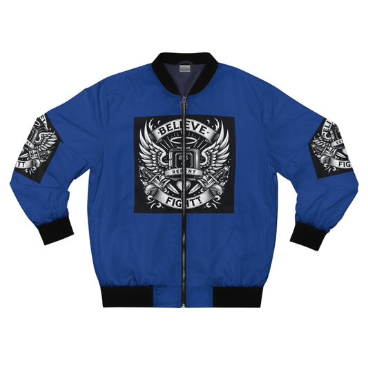 Men's Bomber Jacket - Believe, Repent, Fight Graphic